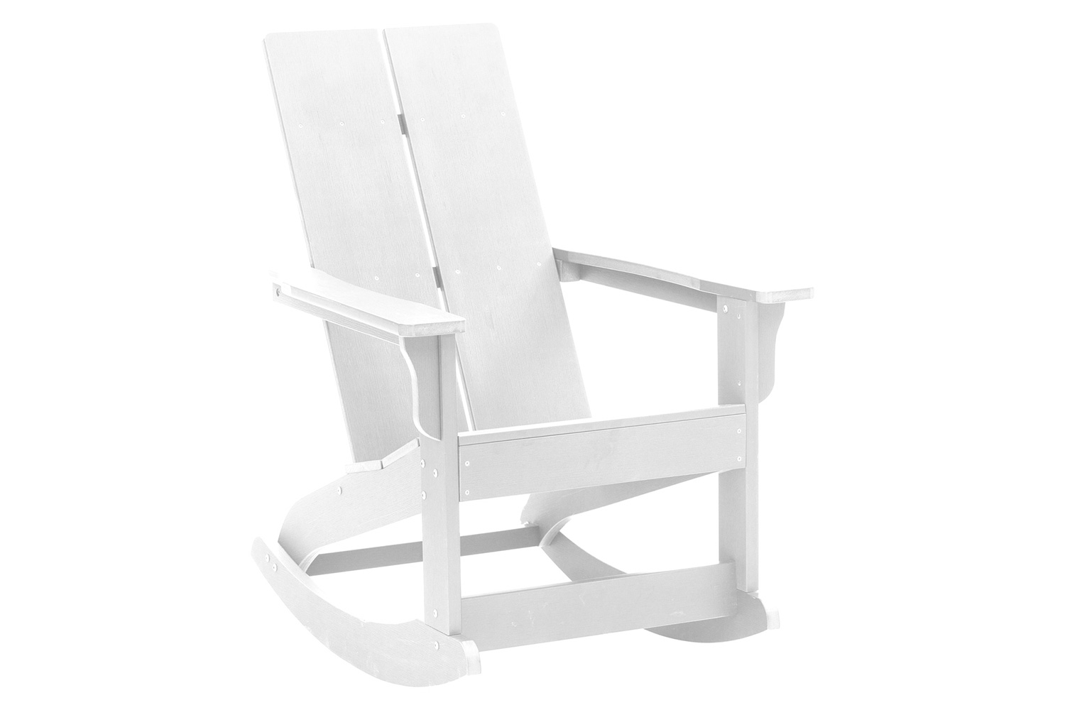 BLNK Finn Commercial All-Weather Poly Resin 2-Slat Rocking Adirondack Chairs with Matching Side Table Set of 2 - White