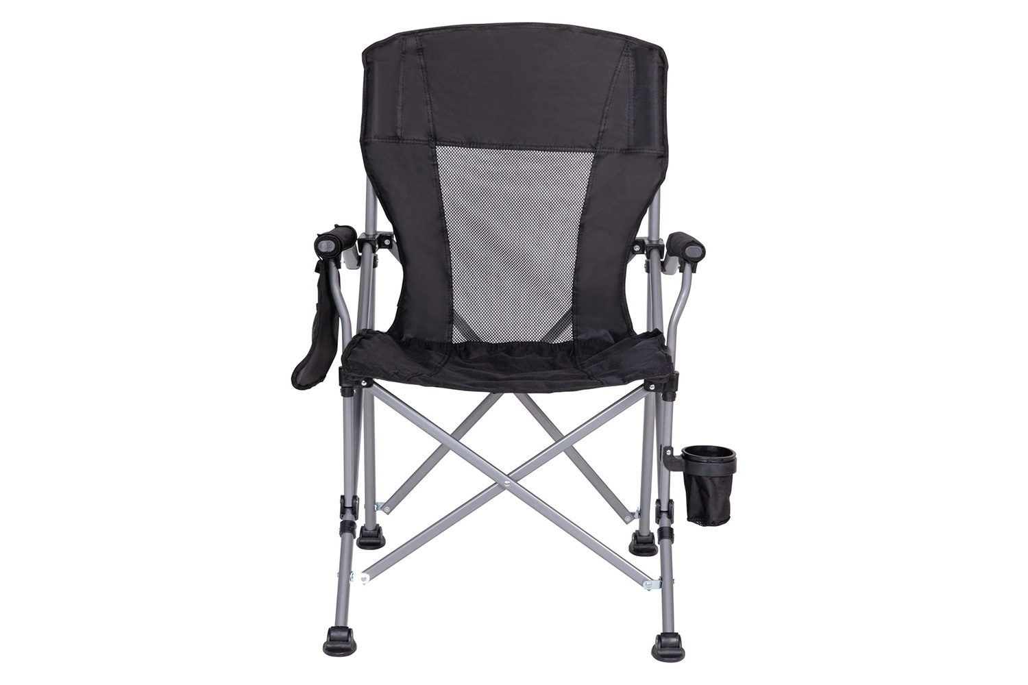 BLNK High Back Folding Heavy Duty Portable Camping Chair with Padded Arms, Cup Holder, Storage Pouch and Extra Wide Carry Bag - Black/Gray