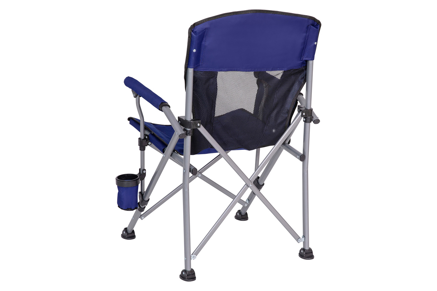 BLNK High Back Folding Heavy Duty Portable Camping Chair with Padded Arms, Cup Holder, Storage Pouch and Extra Wide Carry Bag - Blue/Gray