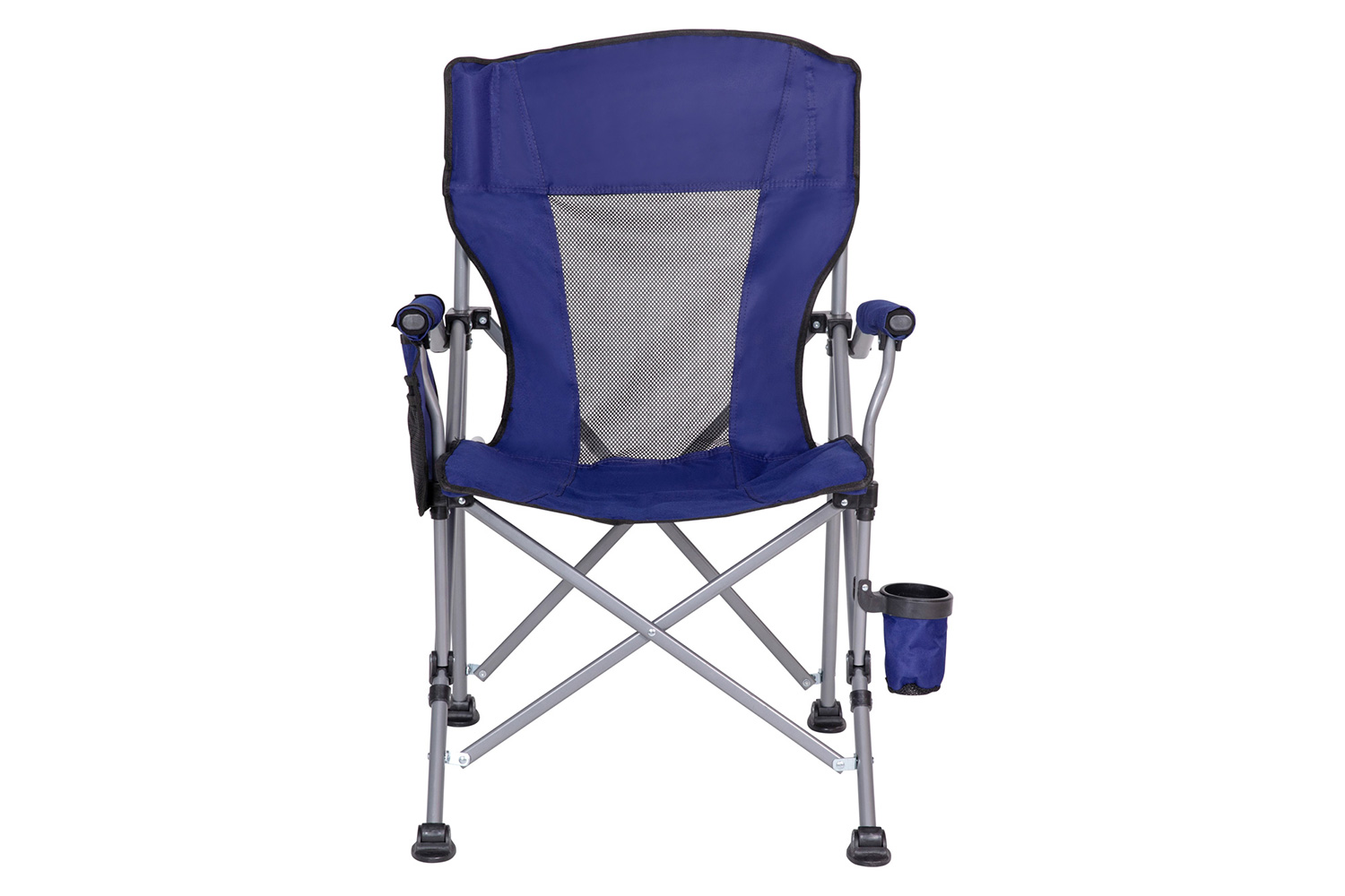 BLNK High Back Folding Heavy Duty Portable Camping Chair with Padded Arms, Cup Holder, Storage Pouch and Extra Wide Carry Bag - Blue/Gray