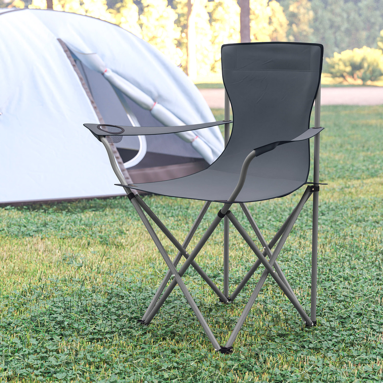 BLNK Quad Folding Camping and Sports Chair with Armrest Cupholder