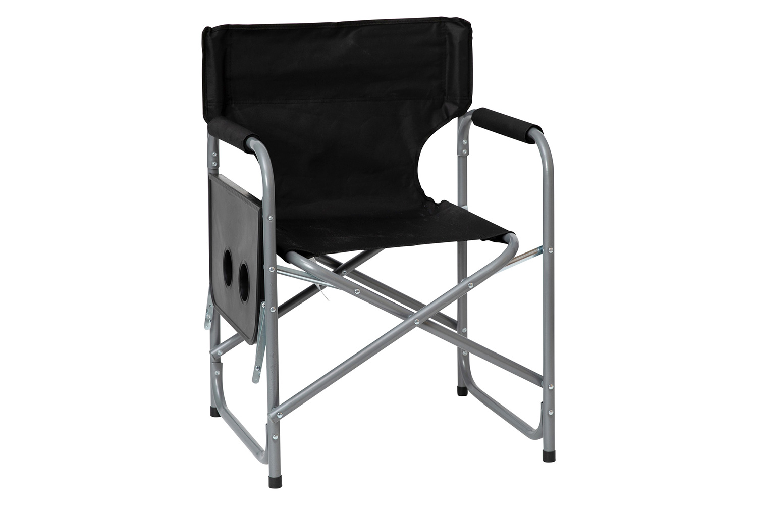 BLNK Benjamin Folding Director's Camping Chair with Side Table and Cup Holder - Black