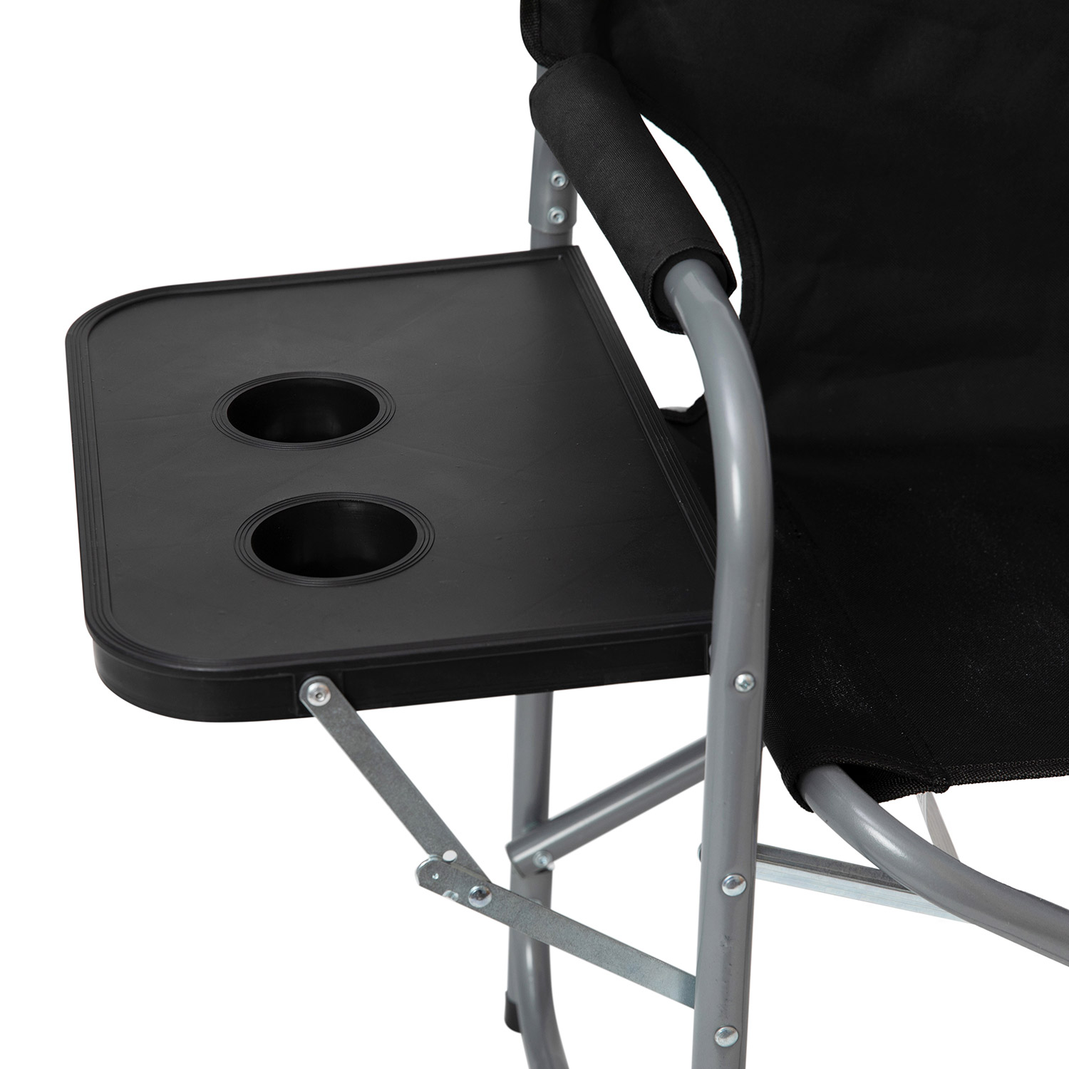 BLNK Benjamin Folding Director's Camping Chair with Side Table and Cup Holder - Black