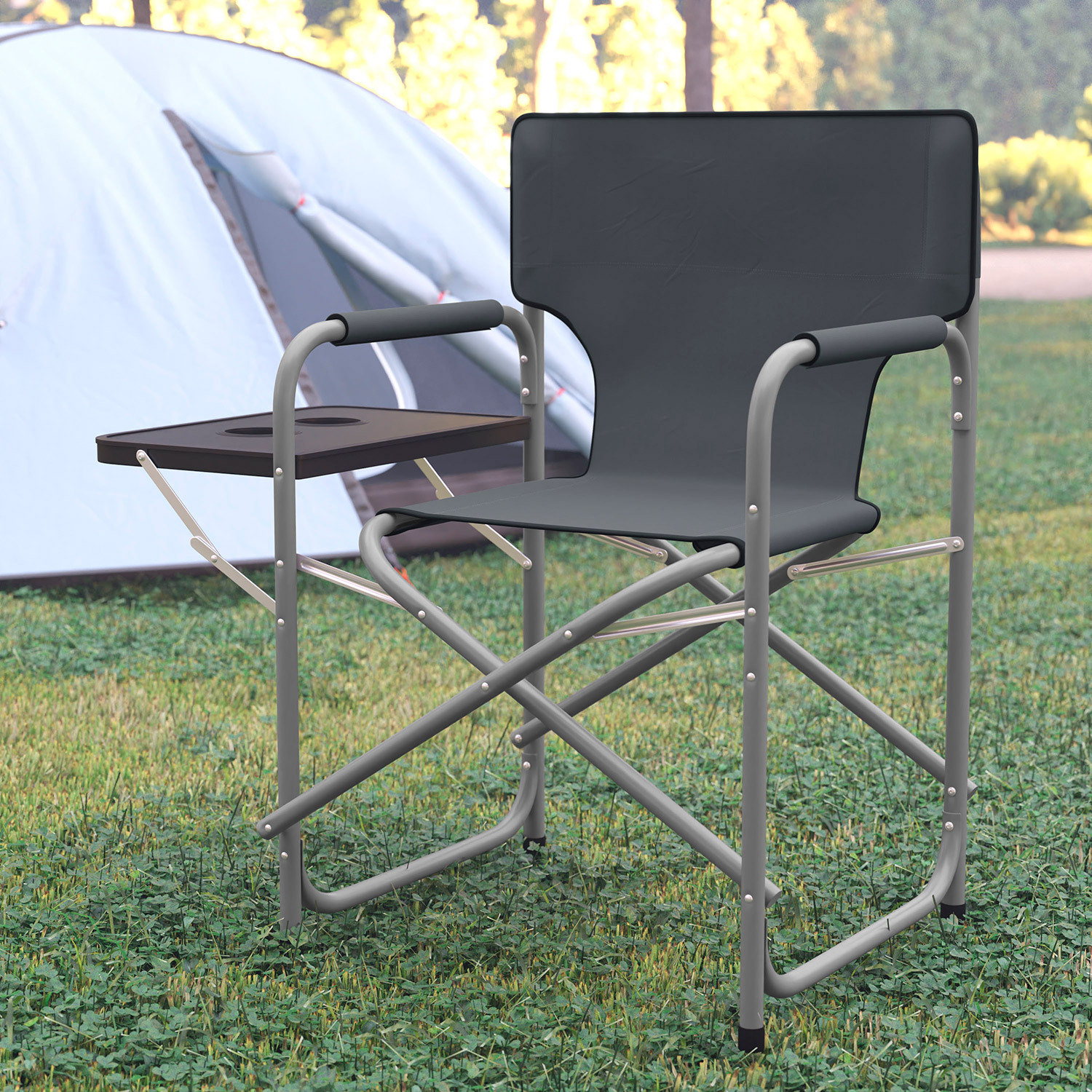 BLNK Benjamin Folding Director's Camping Chair with Side Table and Cup Holder