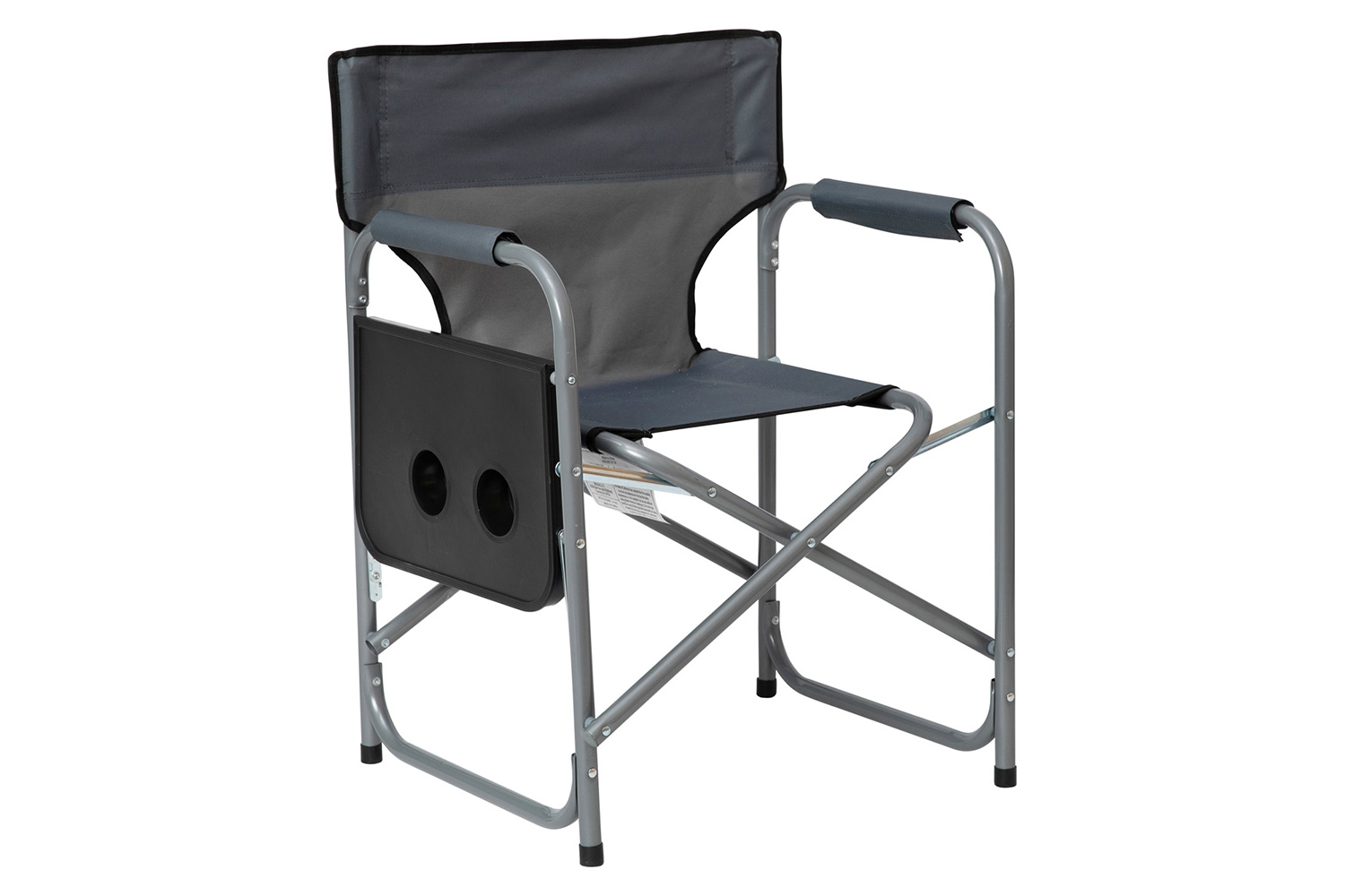 BLNK Benjamin Folding Director's Camping Chair with Side Table and Cup Holder - Gray