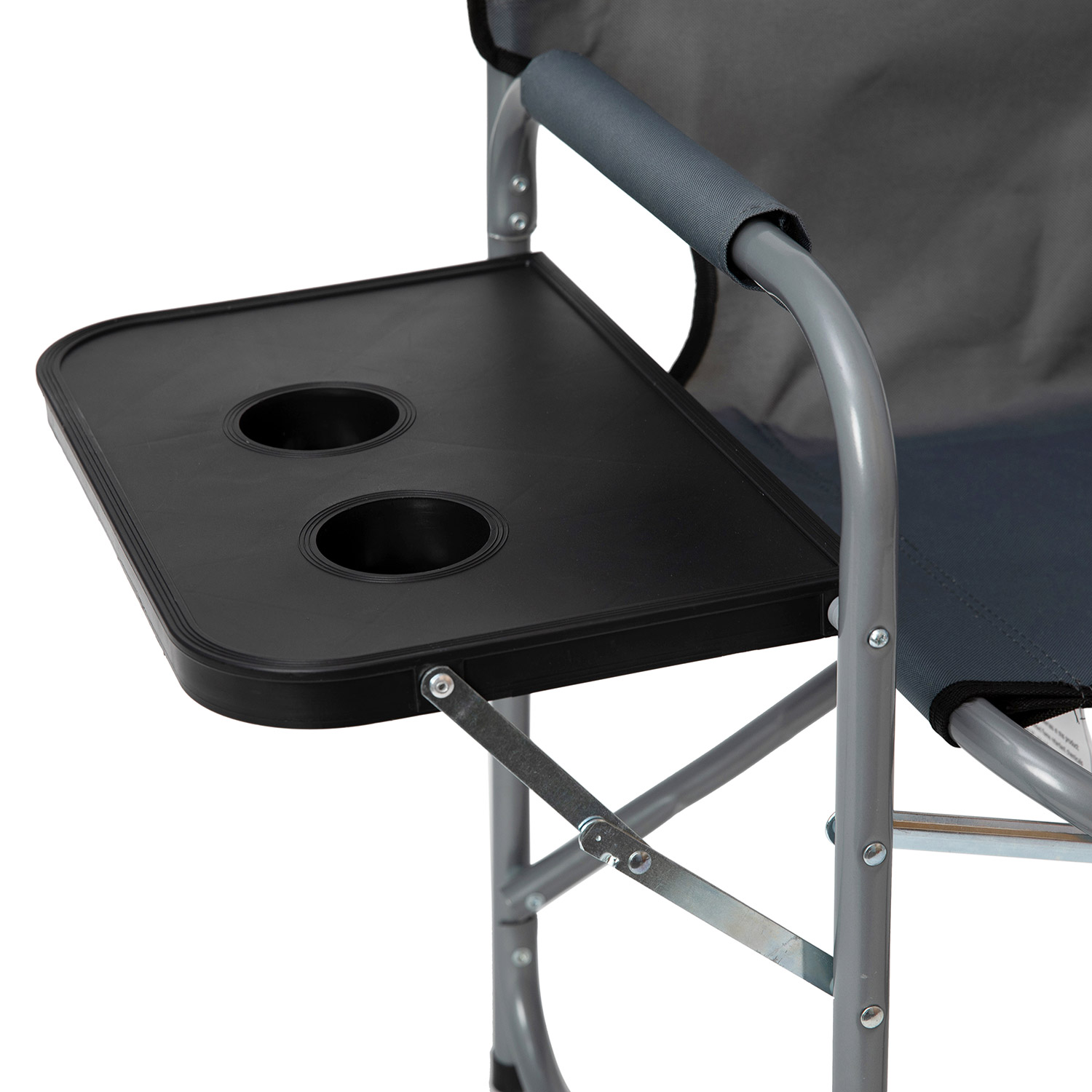 BLNK Benjamin Folding Director's Camping Chair with Side Table and Cup Holder - Gray