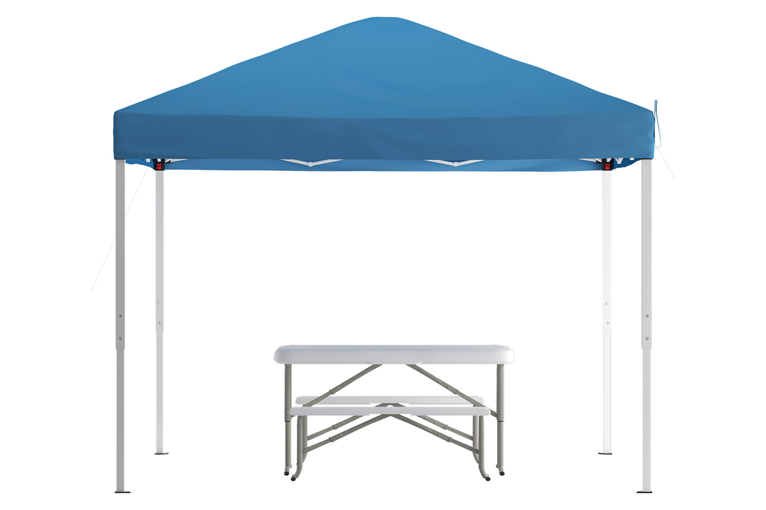 BLNK Knox Pop Up Event Canopy Tent with Carry Bag and Folding Bench Set - Blue