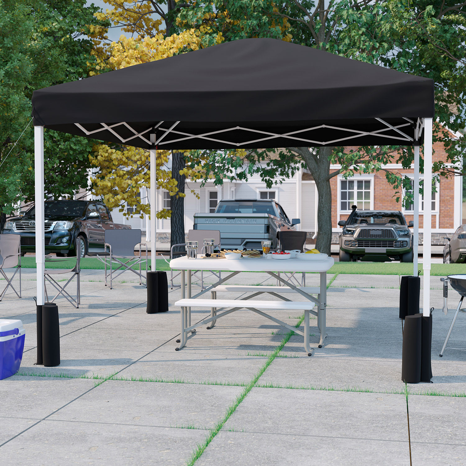 BLNK Harris Pop Up Event Straight Leg Canopy Tent with Sandbags and Wheeled Case