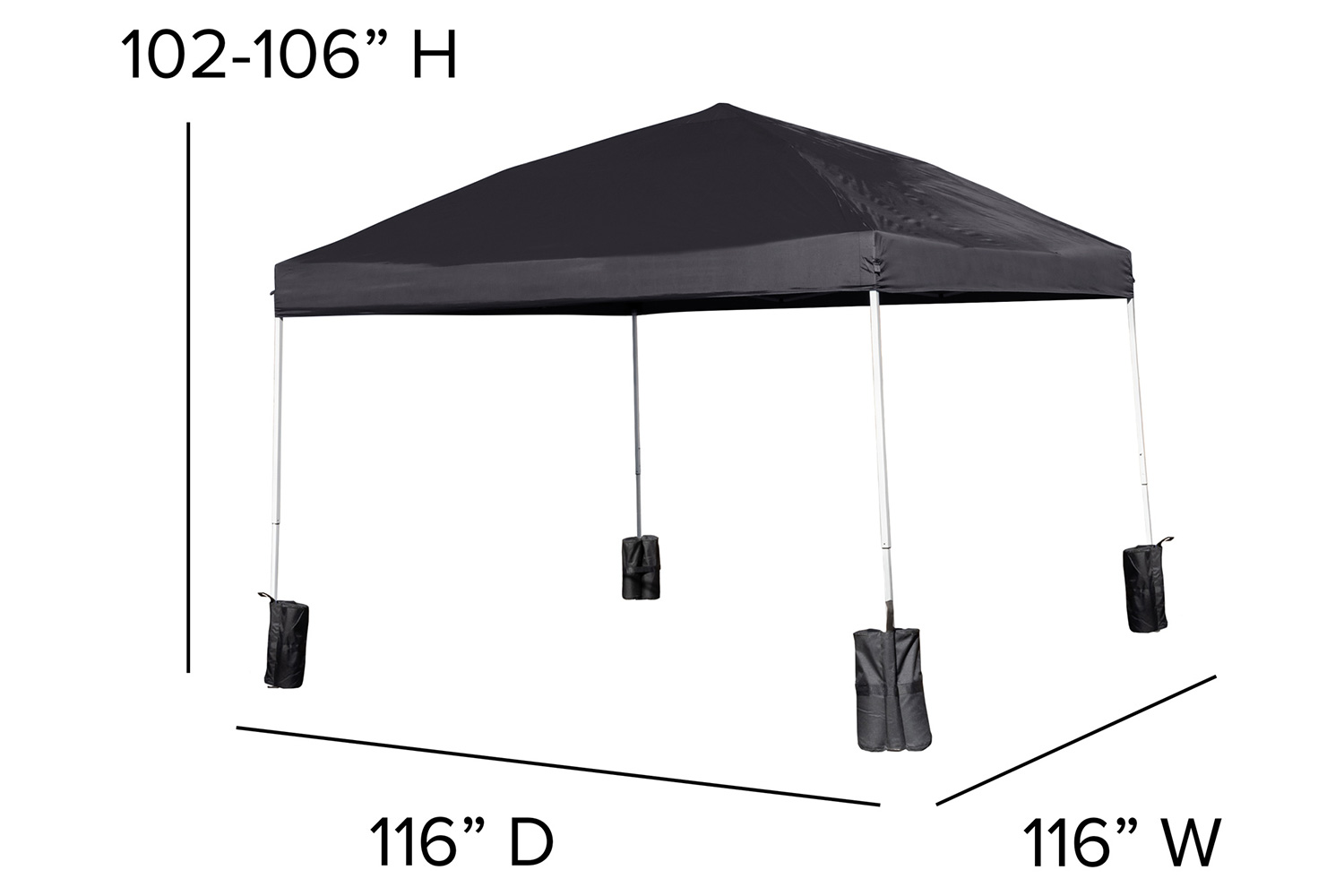 BLNK Harris Pop Up Event Straight Leg Canopy Tent with Sandbags and Wheeled Case - Black