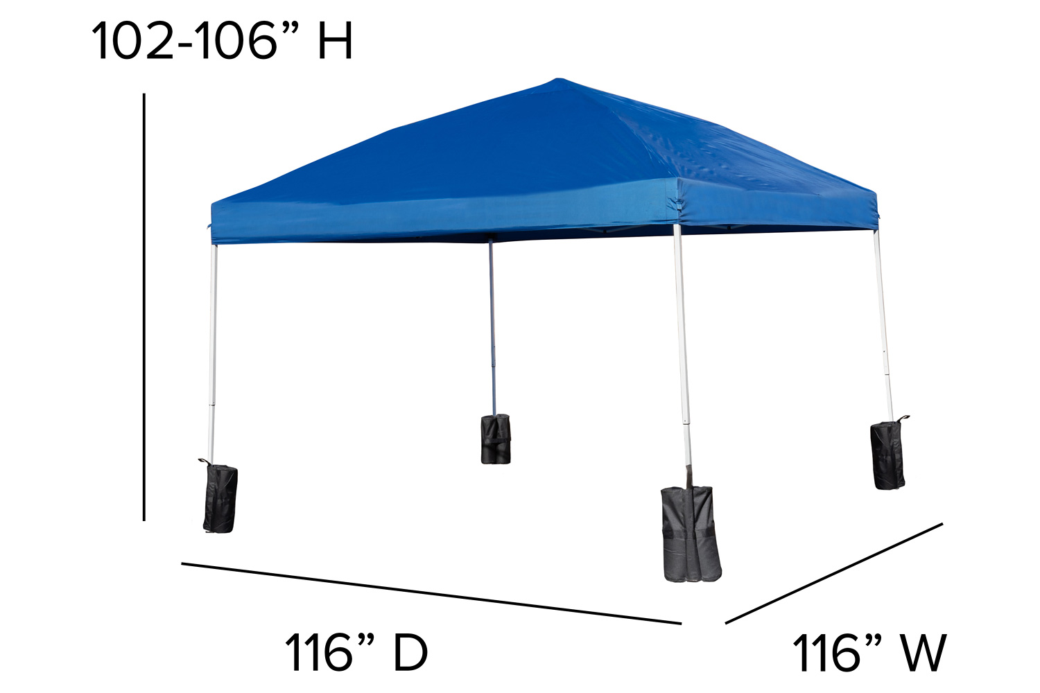 BLNK Harris Pop Up Event Straight Leg Canopy Tent with Sandbags and Wheeled Case - Blue