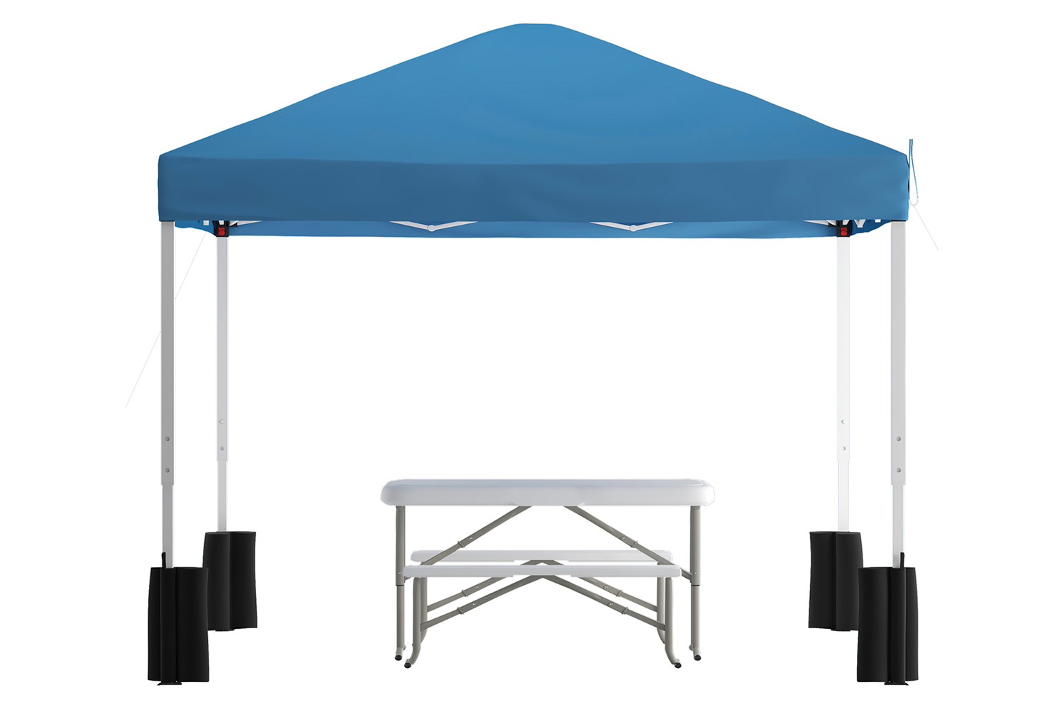 BLNK Harris Pop Up Event Canopy Tent with Wheeled Case and Folding Bench Set