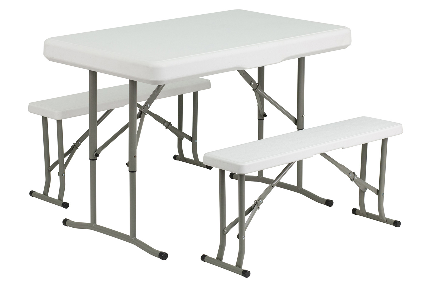 BLNK Harris Pop Up Event Canopy Tent with Wheeled Case and Folding Bench Set - White