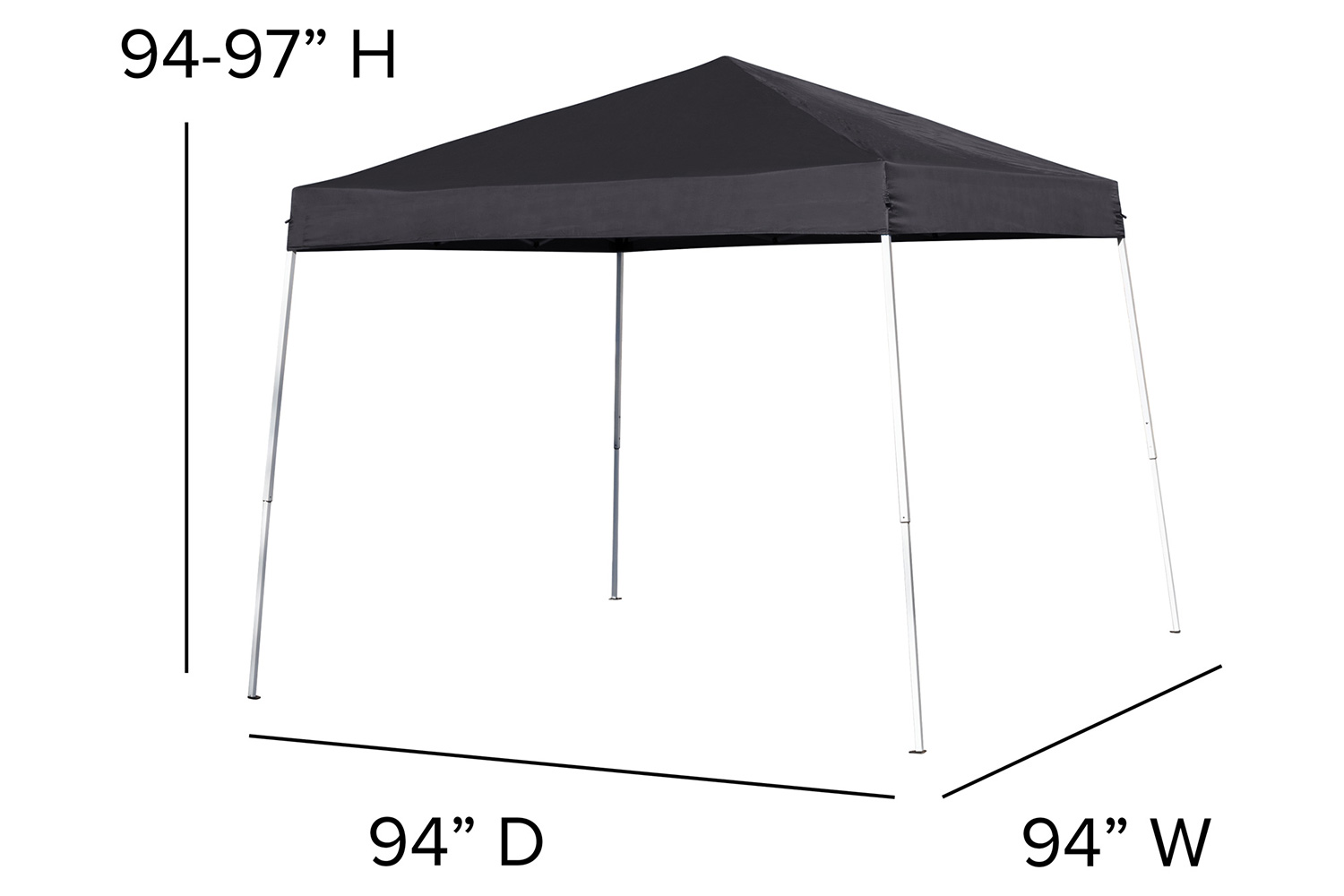 BLNK Harris Outdoor Pop Up Event Slanted Leg Canopy Tent with Carry Bag - Black, 8'W x 8'L