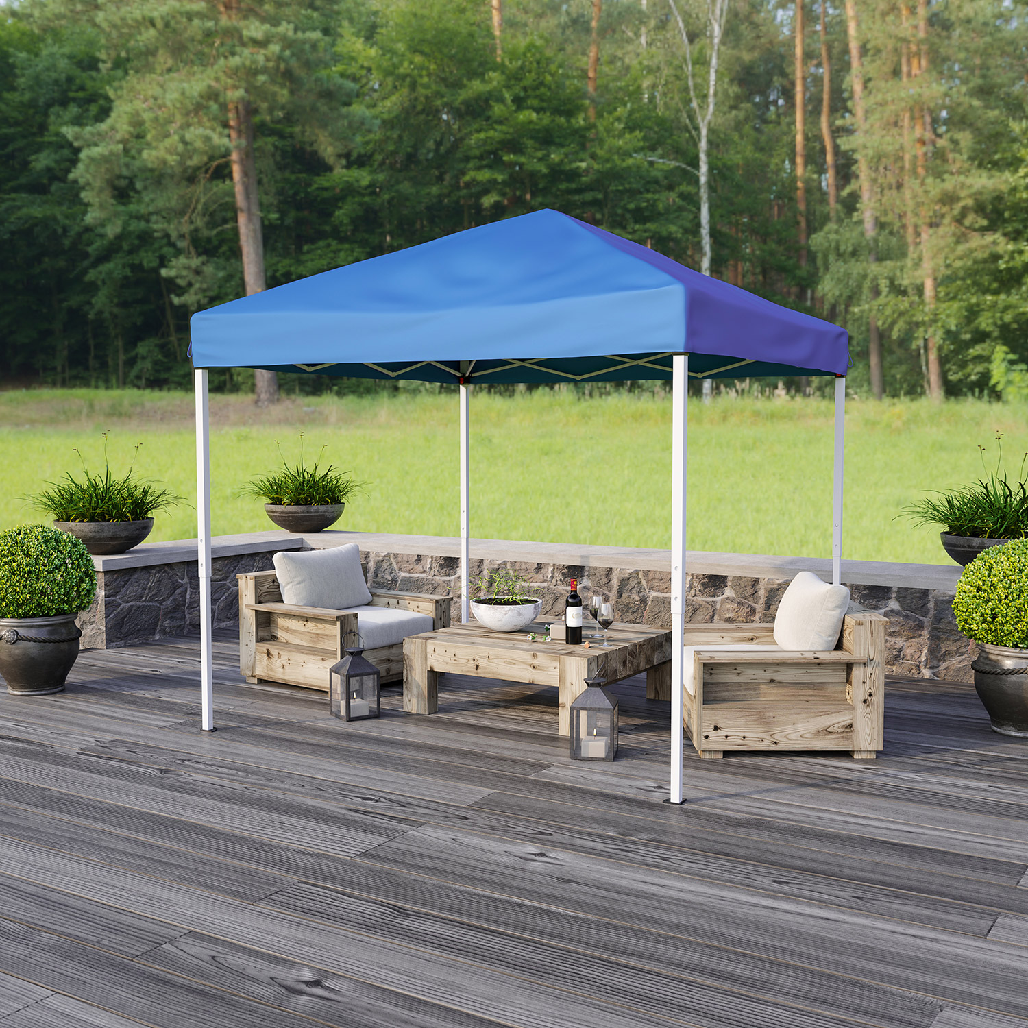 BLNK™ Harris Outdoor Pop Up Event Slanted Leg Canopy Tent with Carry Bag - Blue, 8'W x 8'L