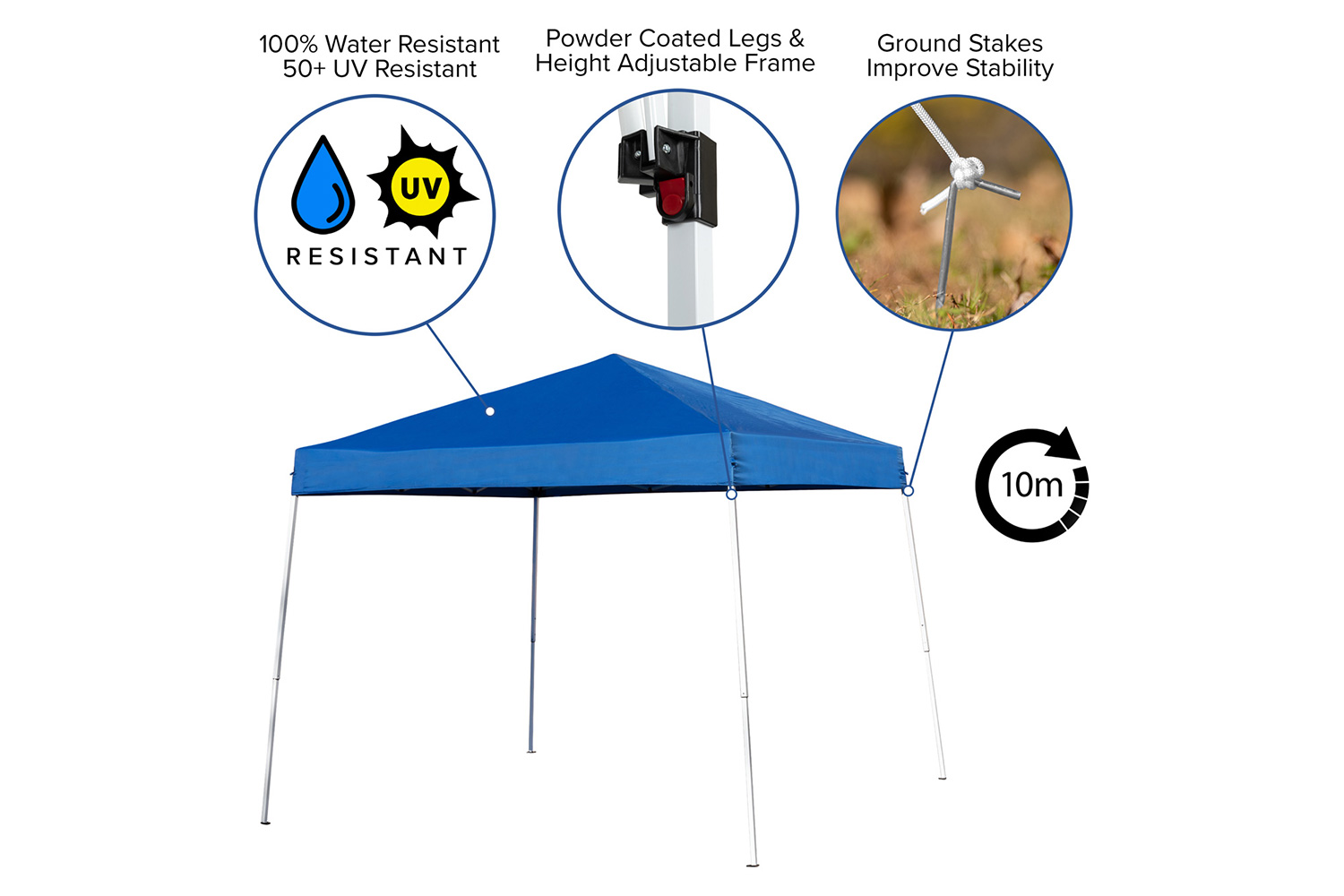 BLNK™ Harris Outdoor Pop Up Event Slanted Leg Canopy Tent with Carry Bag - Blue, 8'W x 8'L