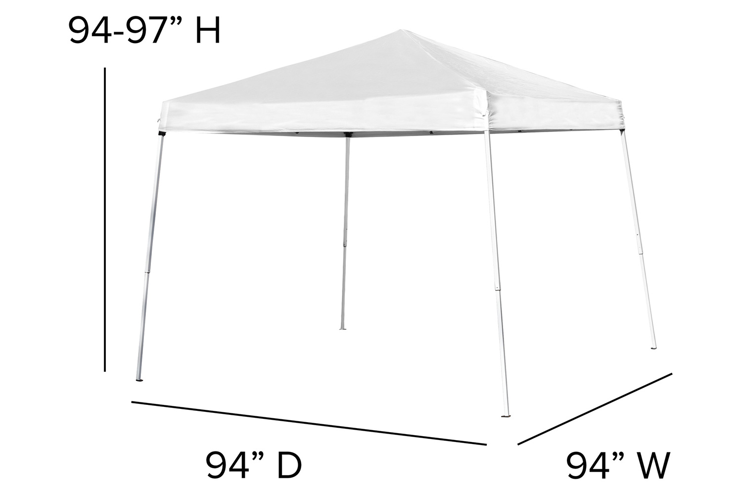 BLNK Harris Outdoor Pop Up Event Slanted Leg Canopy Tent with Carry Bag - White, 8'W x 8'L