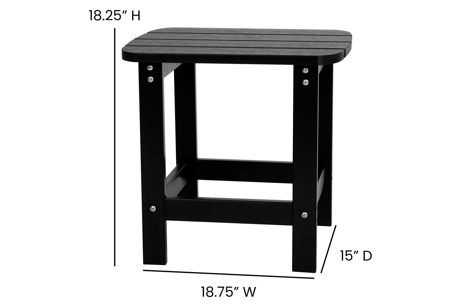 BLNK Charlestown Commercial All-Weather Poly Resin Wood Adirondack Side Table - Black