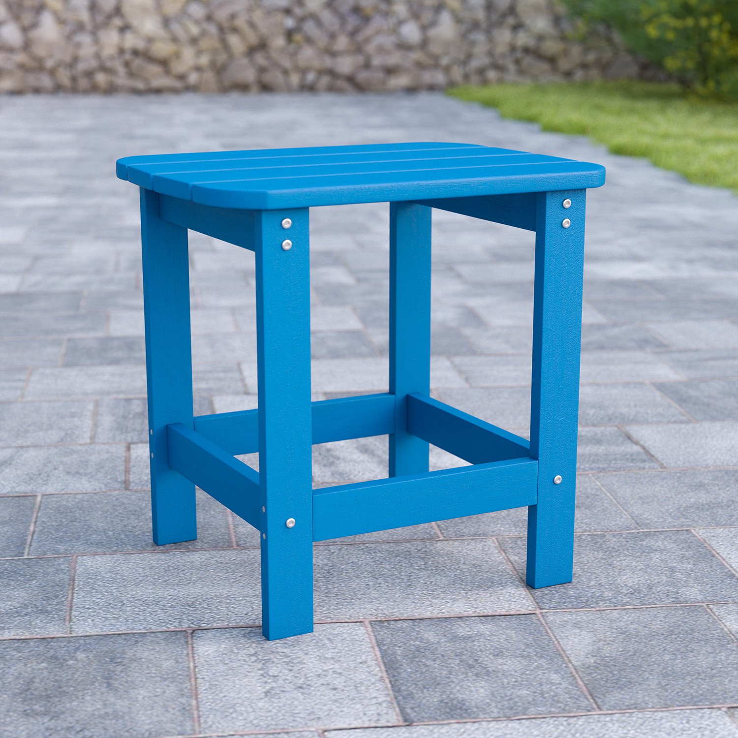 BLNK Charlestown Commercial All-Weather Poly Resin Wood Adirondack Side Table