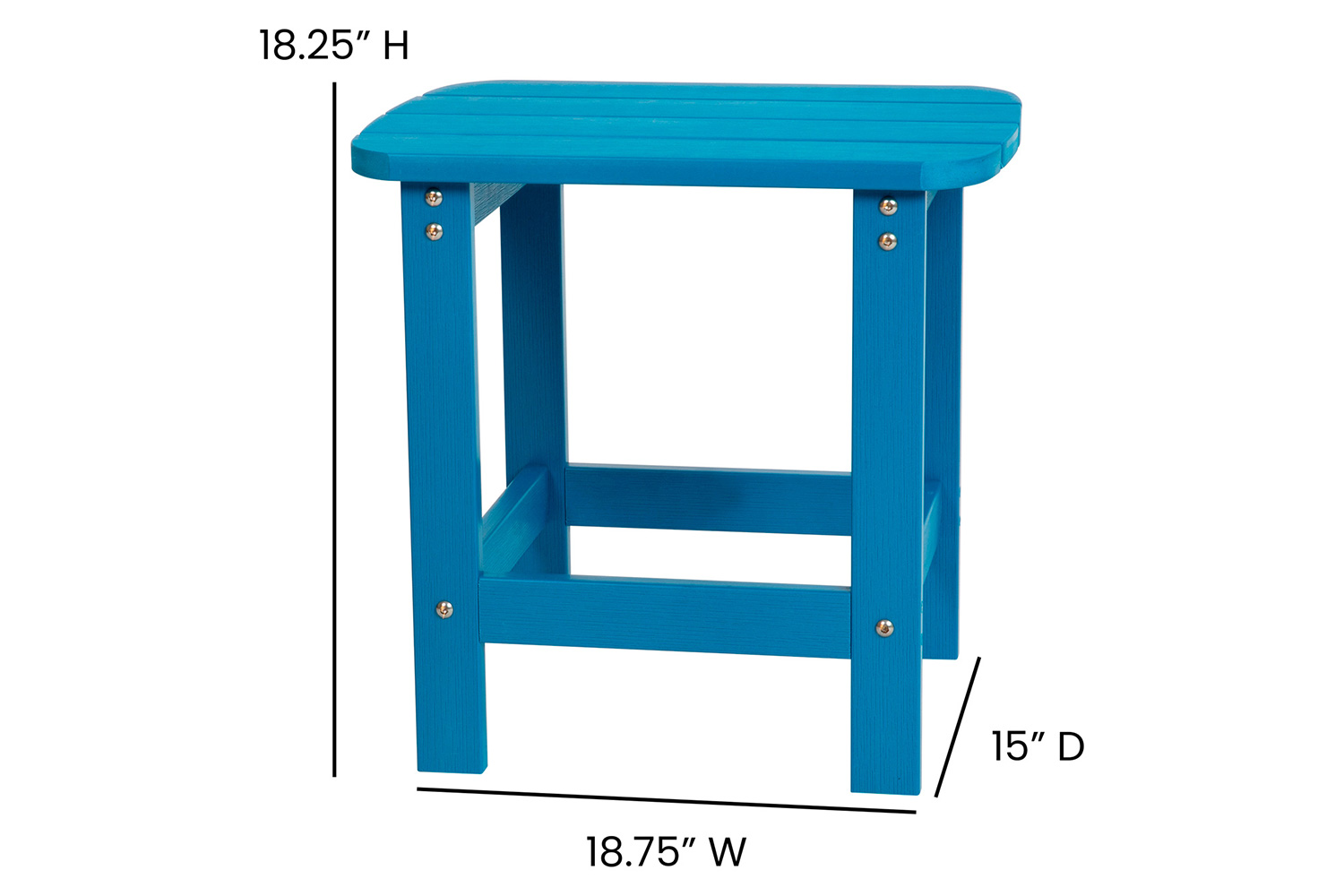 BLNK Charlestown Commercial All-Weather Poly Resin Wood Adirondack Side Table - Blue