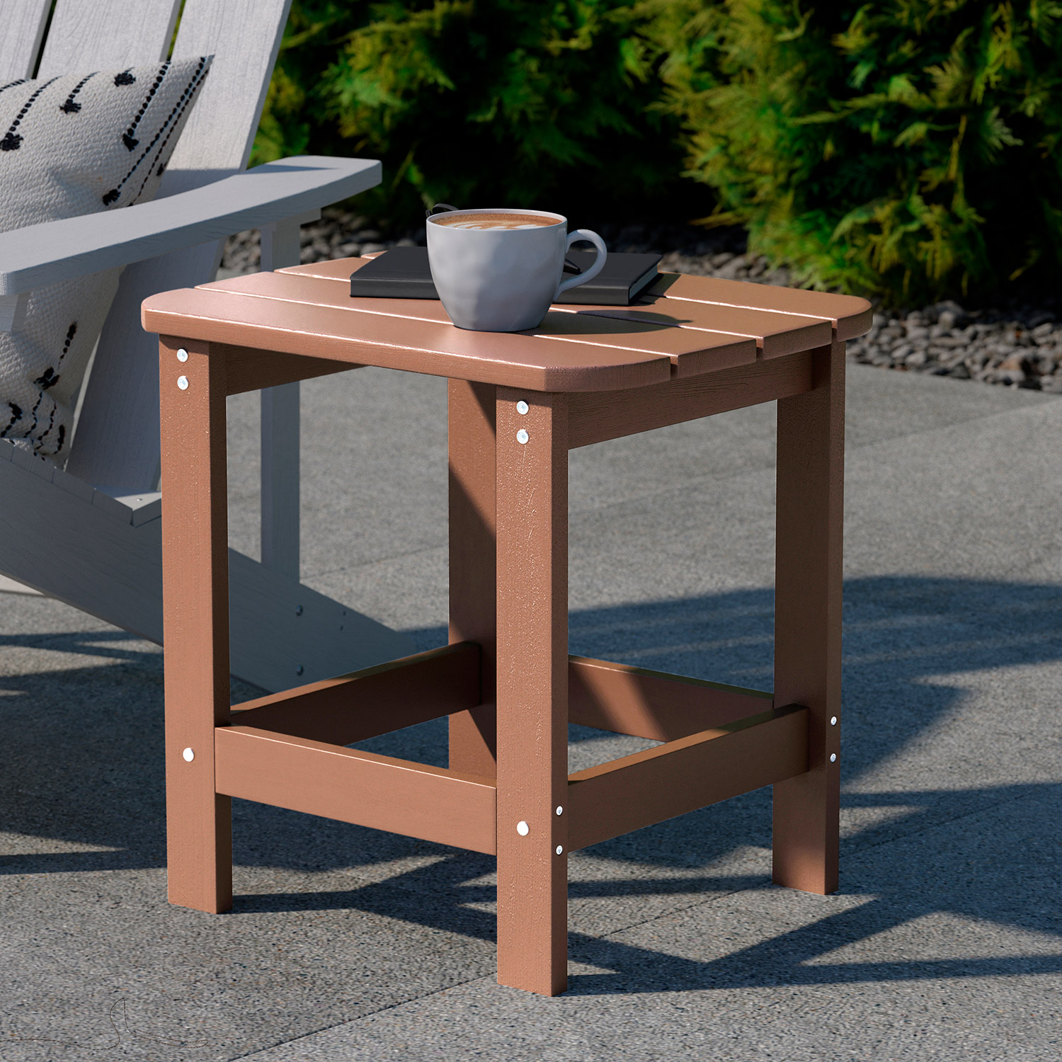 BLNK Charlestown Commercial All-Weather Poly Resin Wood Adirondack Side Table