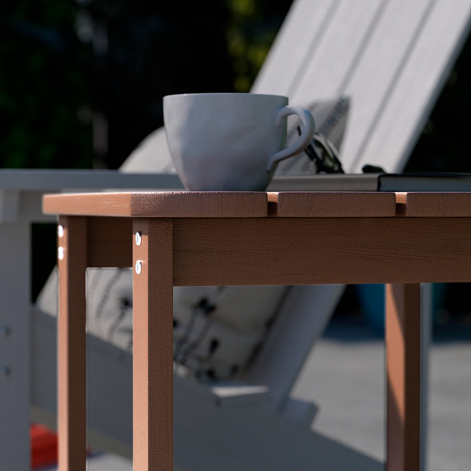 BLNK Charlestown Commercial All-Weather Poly Resin Wood Adirondack Side Table - Natural Cedar