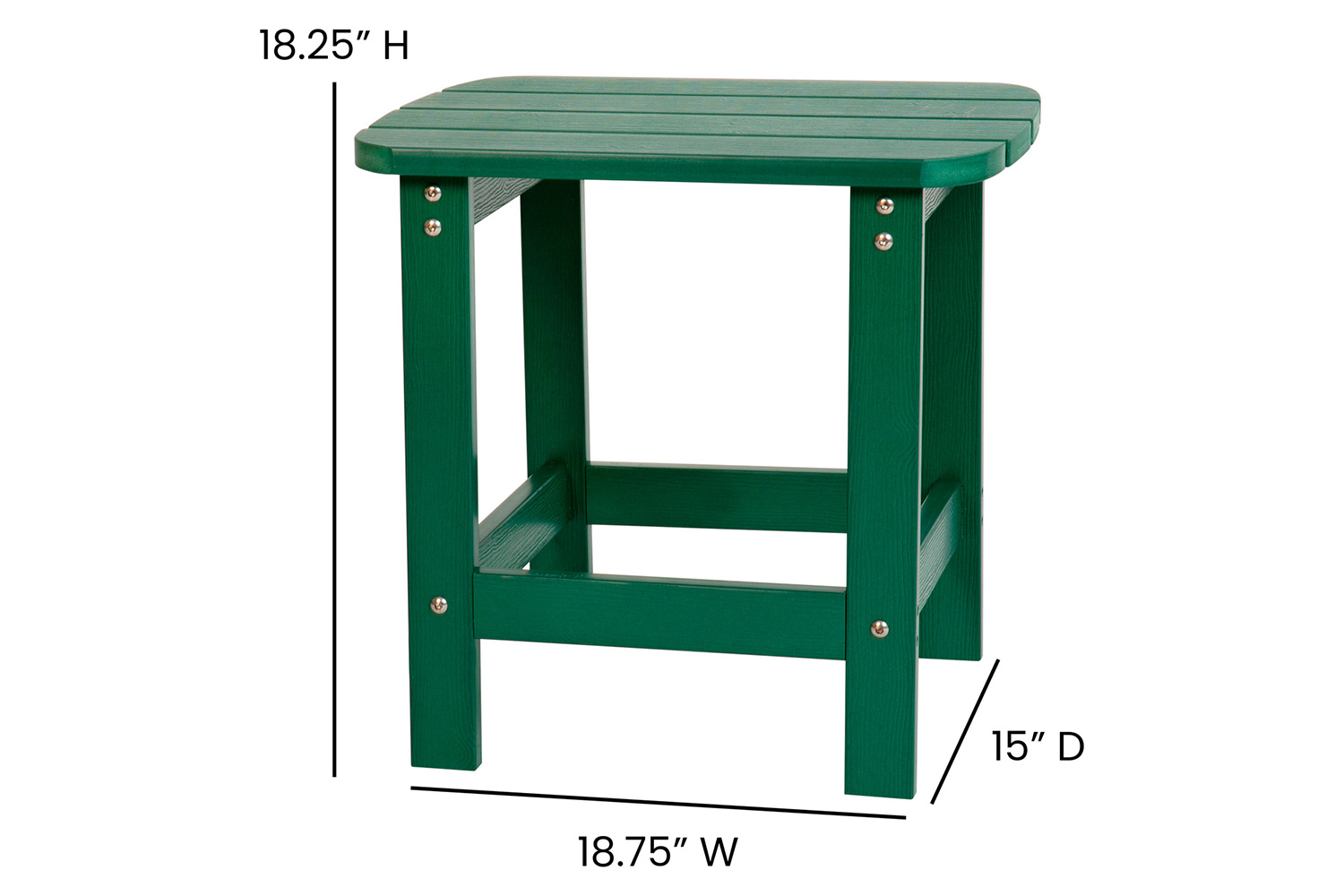 BLNK Charlestown Commercial All-Weather Poly Resin Wood Adirondack Side Table - Green