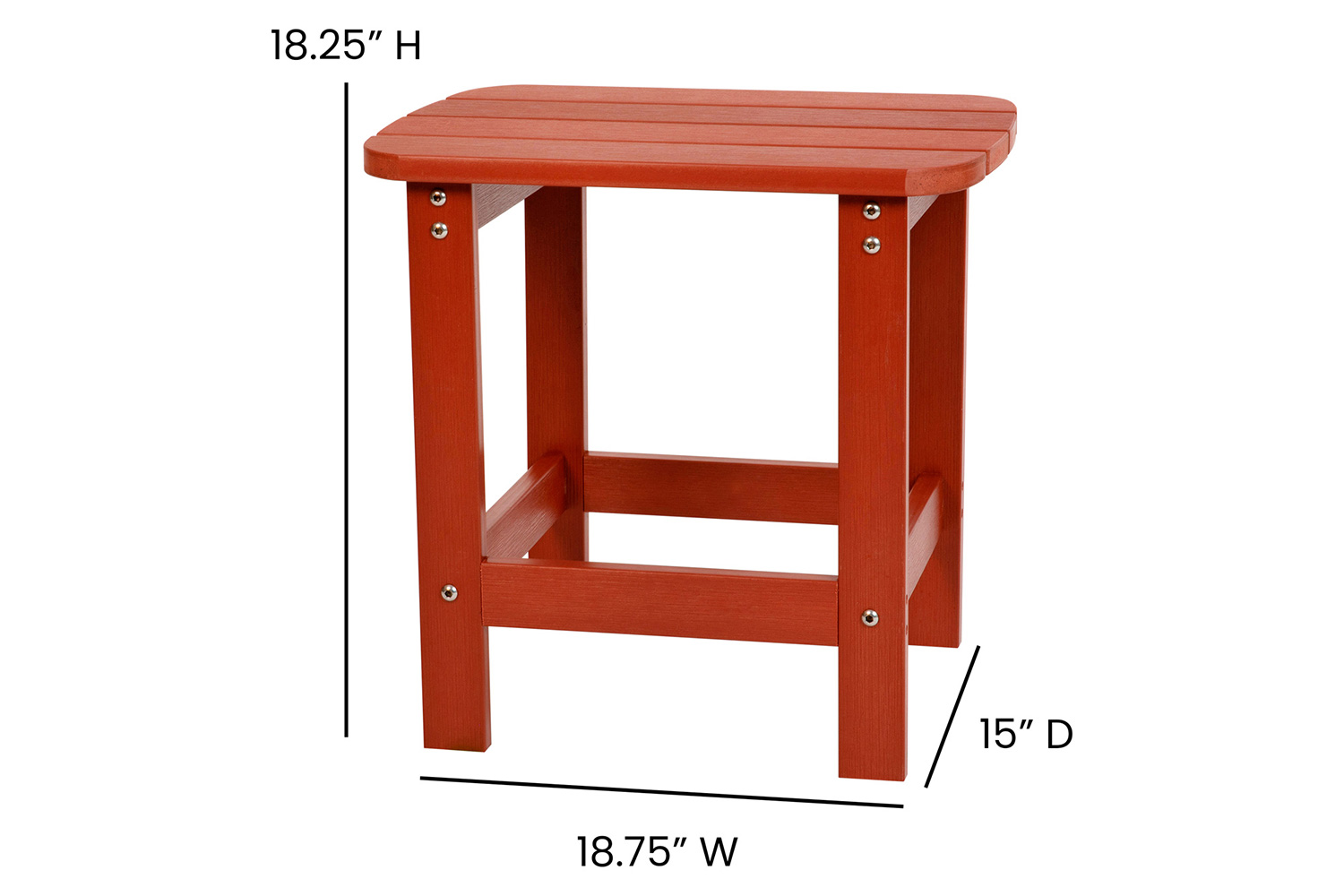 BLNK Charlestown Commercial All-Weather Poly Resin Wood Adirondack Side Table - Red