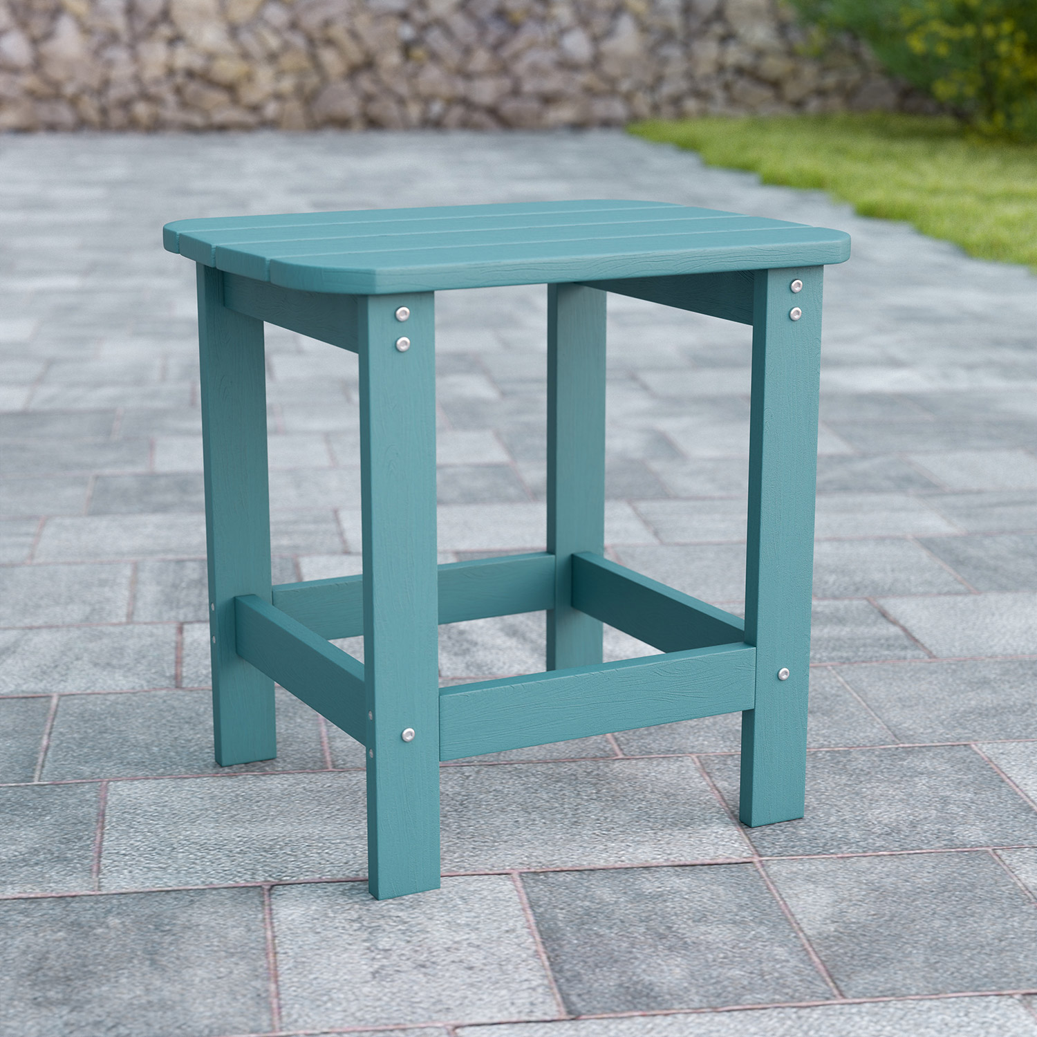 BLNK Charlestown Commercial All-Weather Poly Resin Wood Adirondack Side Table