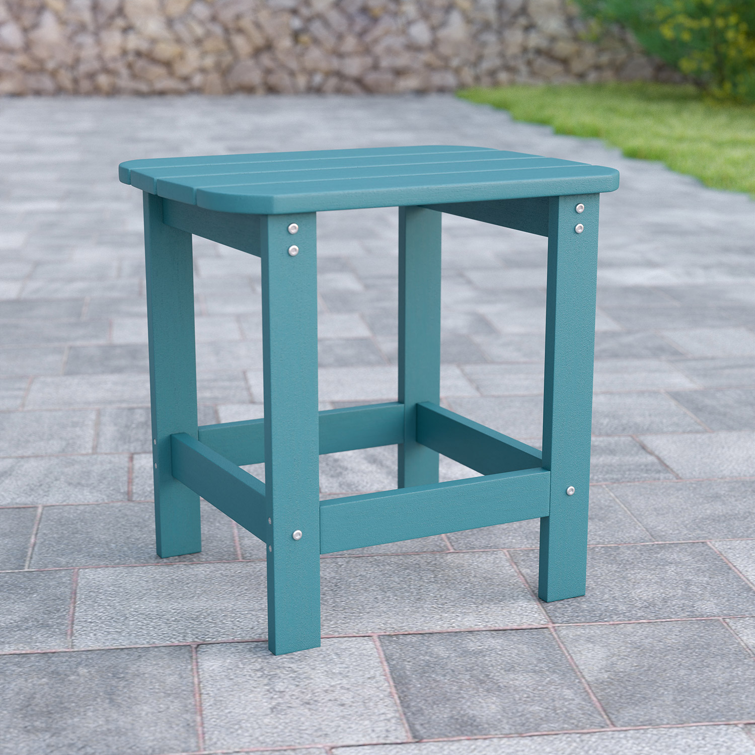 BLNK Charlestown Commercial All-Weather Poly Resin Wood Adirondack Side Table