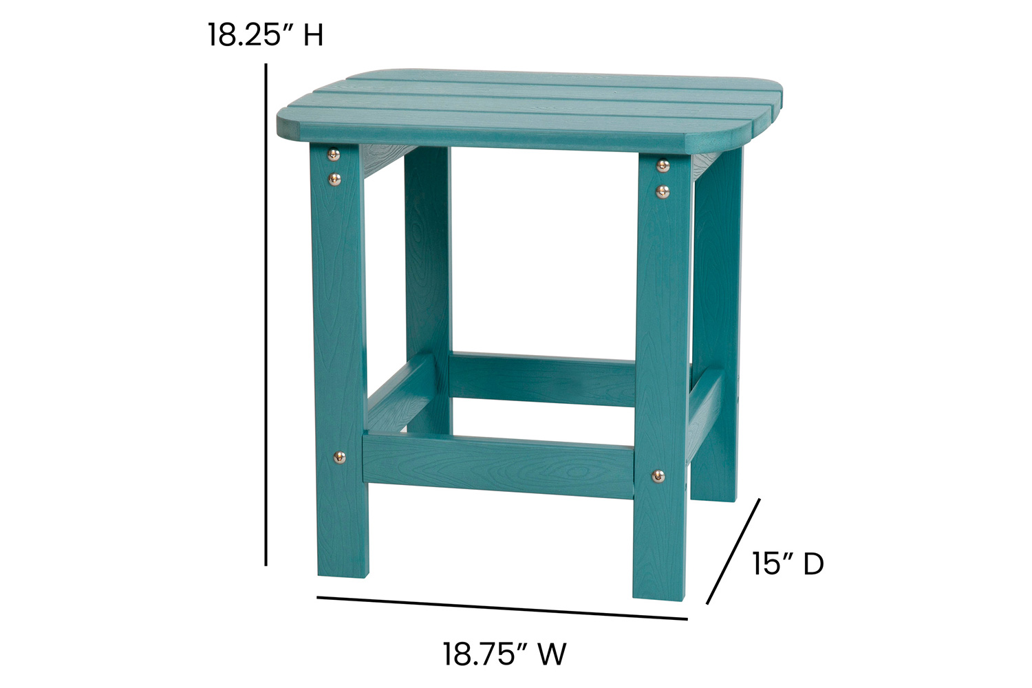 BLNK Charlestown Commercial All-Weather Poly Resin Wood Adirondack Side Table - Teal