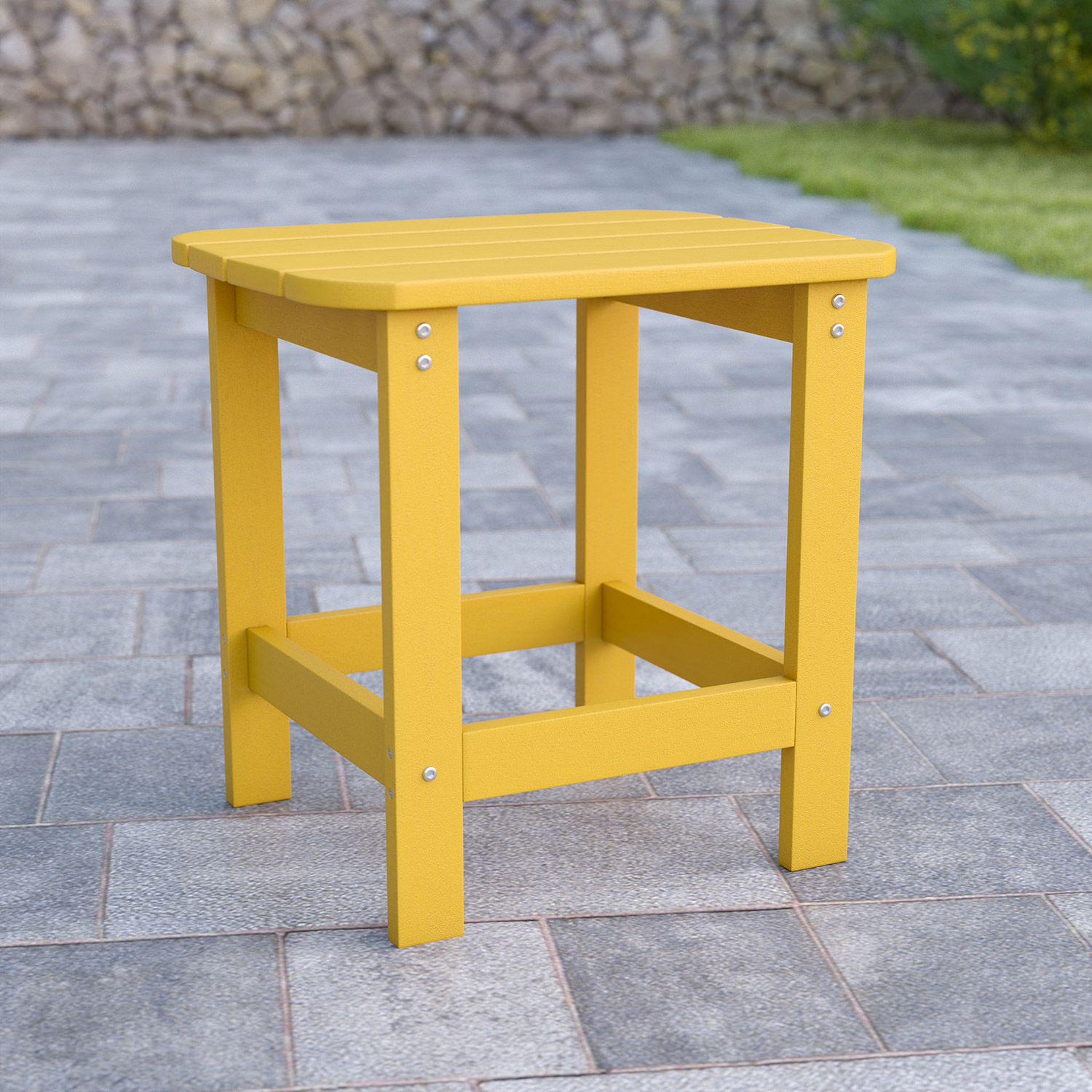 BLNK Charlestown Commercial All-Weather Poly Resin Wood Adirondack Side Table