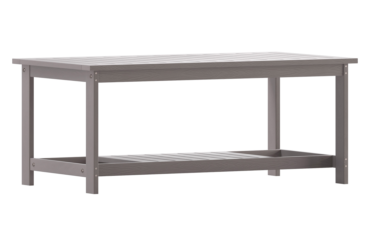 BLNK™ Charlestown Commercial All-Weather Poly Resin Wood Two Tiered Adirondack Slatted Coffee Conversation Table - Gray