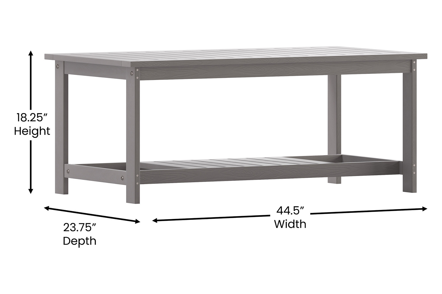 BLNK™ Charlestown Commercial All-Weather Poly Resin Wood Two Tiered Adirondack Slatted Coffee Conversation Table - Gray