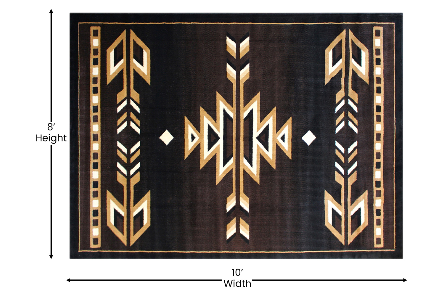 BLNK™ Amado Collection Southwestern Style Olefin Accent Area Rug with Jute Backing - Brown, 8'W x 10'L