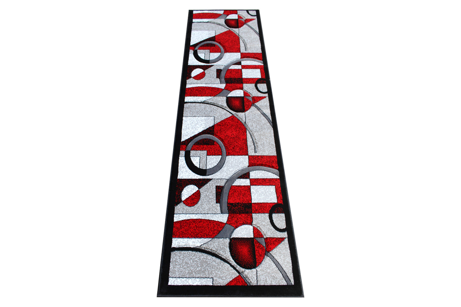 BLNK Elias Collection Geometric Abstract Olefin Area Rug with Jute Backing - Red, 2'W x 7'L