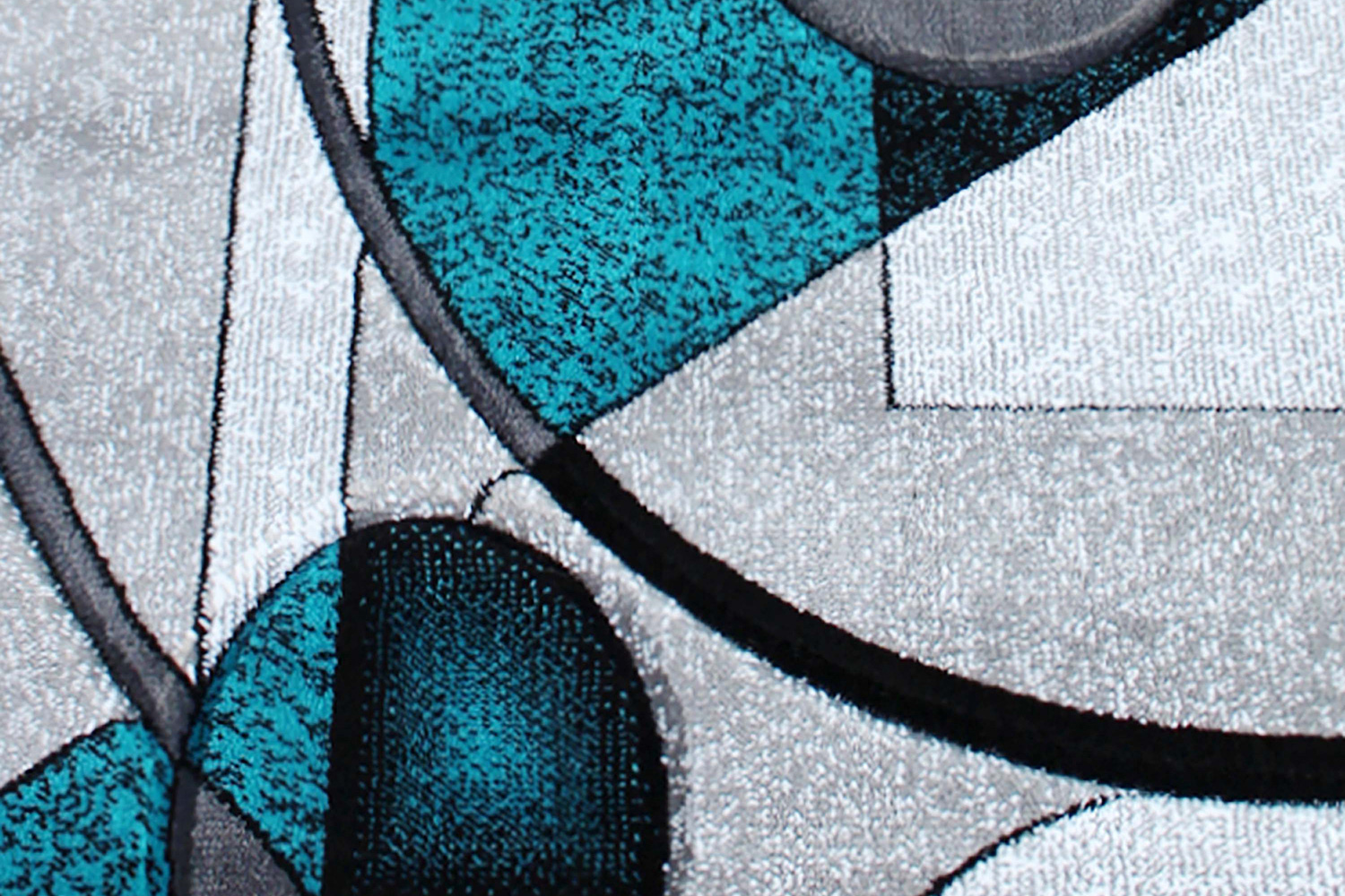 BLNK Elias Collection Geometric Abstract Olefin Area Rug with Jute Backing - Turquoise, 2'W x 7'L