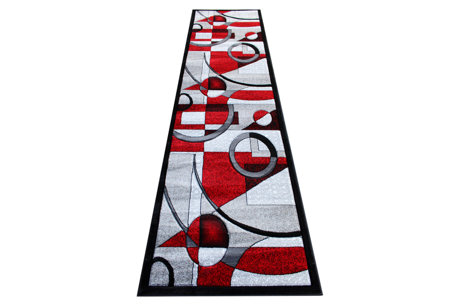 BLNK Elias Collection Geometric Abstract Olefin Area Rug with Jute Backing - Red, 3'W x 10'L