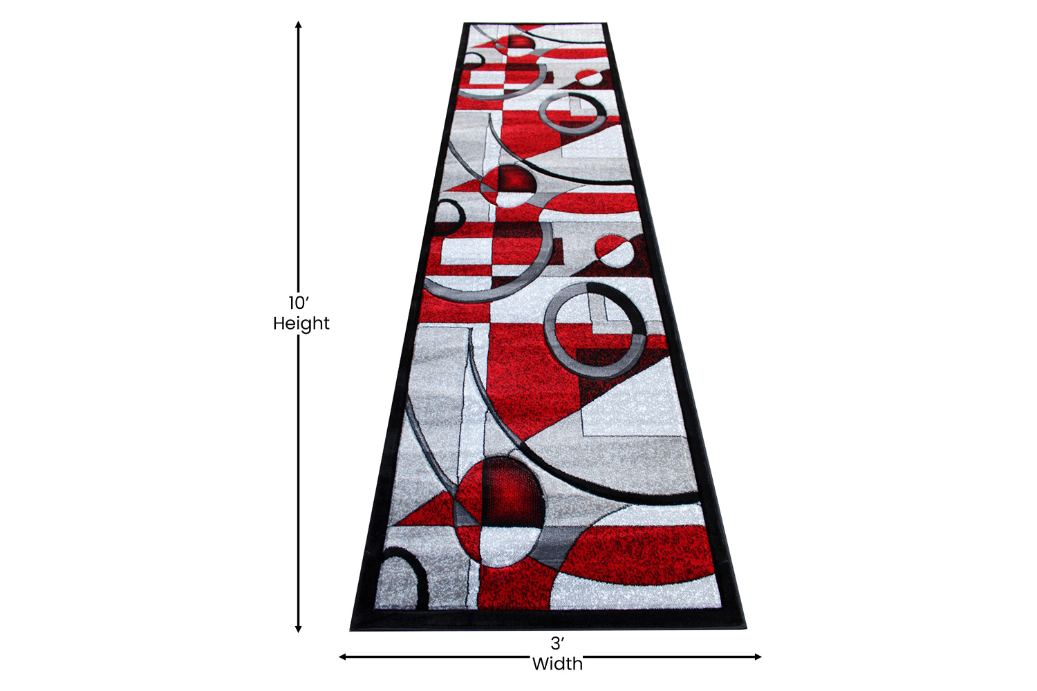 BLNK Elias Collection Geometric Abstract Olefin Area Rug with Jute Backing - Red, 3'W x 10'L