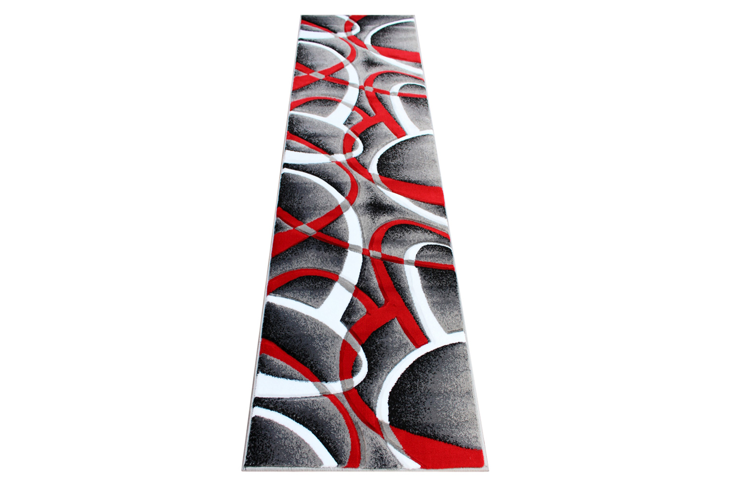 BLNK Atlan Collection Abstract Olefin Area Rug with Jute Backing - Red, 2'W x 7'L