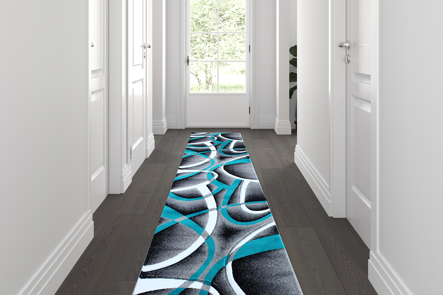 BLNK Atlan Collection Abstract Olefin Area Rug with Jute Backing