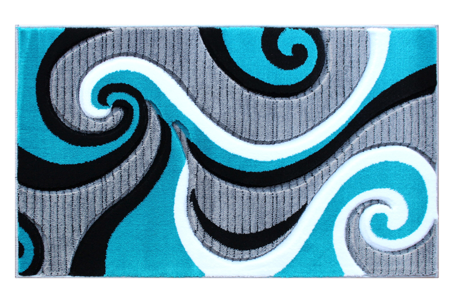 BLNK Athos Collection Abstract Olefin Area Rug with Jute Backing - Turquoise, 2'W x 3'L