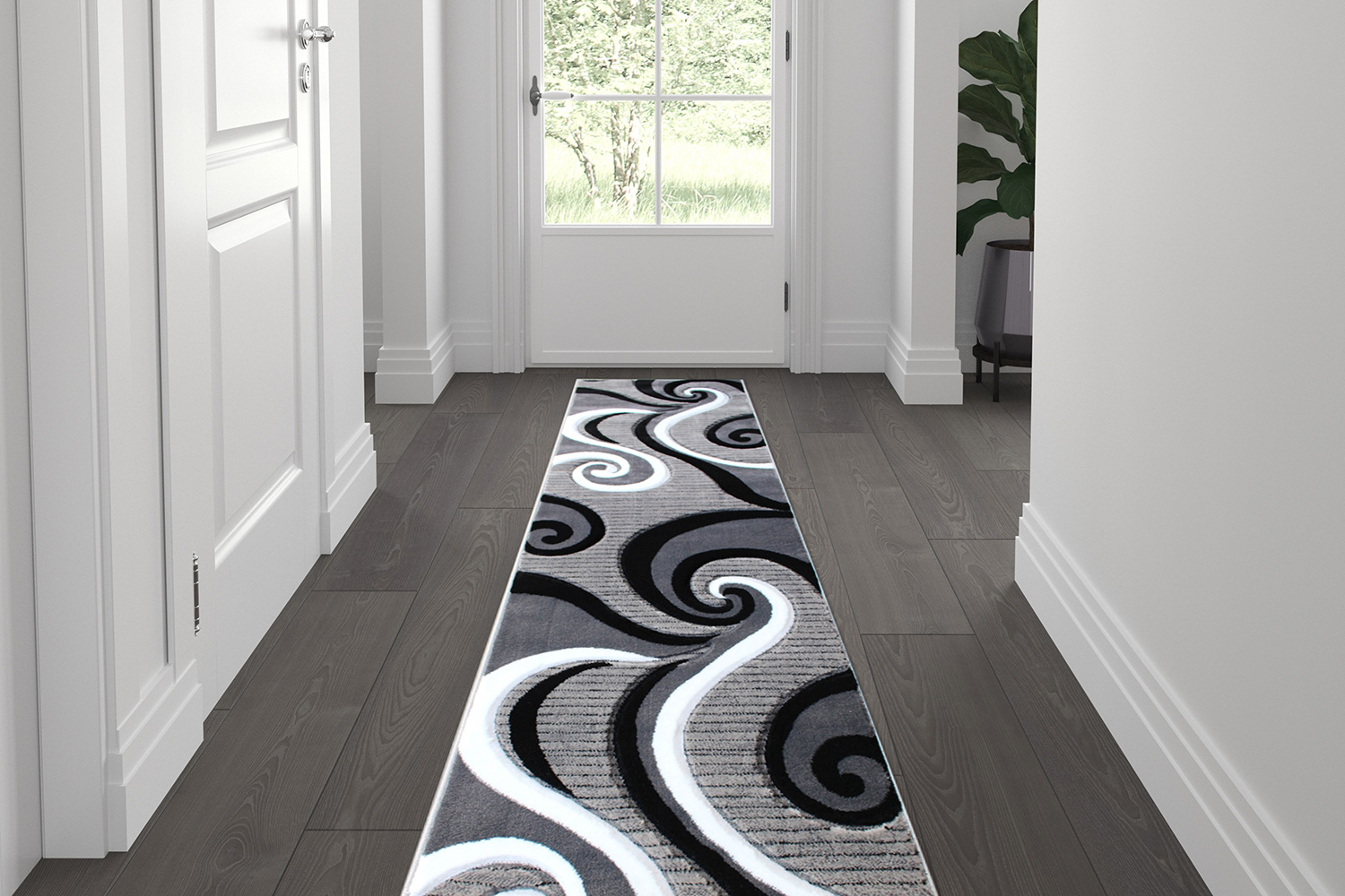 BLNK Athos Collection Abstract Olefin Area Rug with Jute Backing