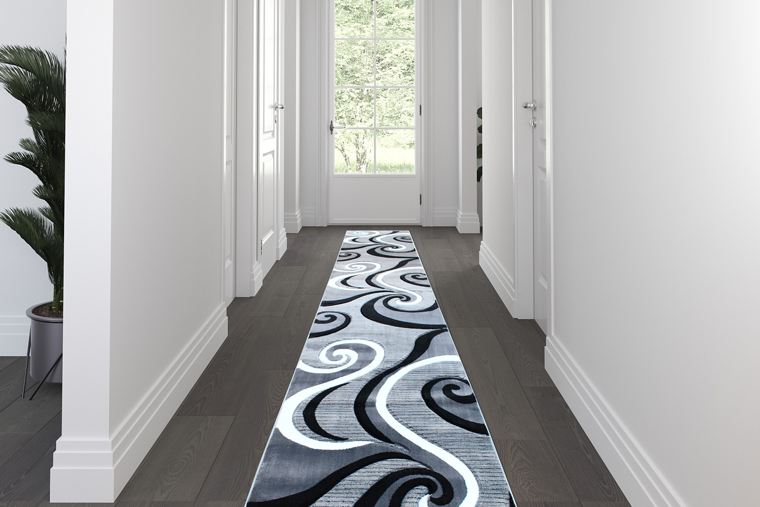 BLNK Athos Collection Abstract Olefin Area Rug with Jute Backing