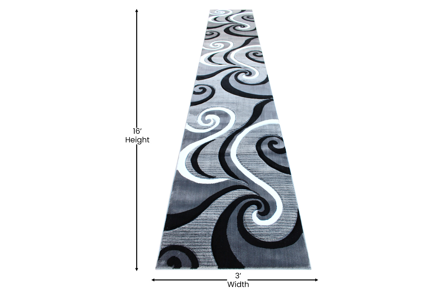 BLNK Athos Collection Abstract Olefin Area Rug with Jute Backing - Gray, 3'W x 16'L