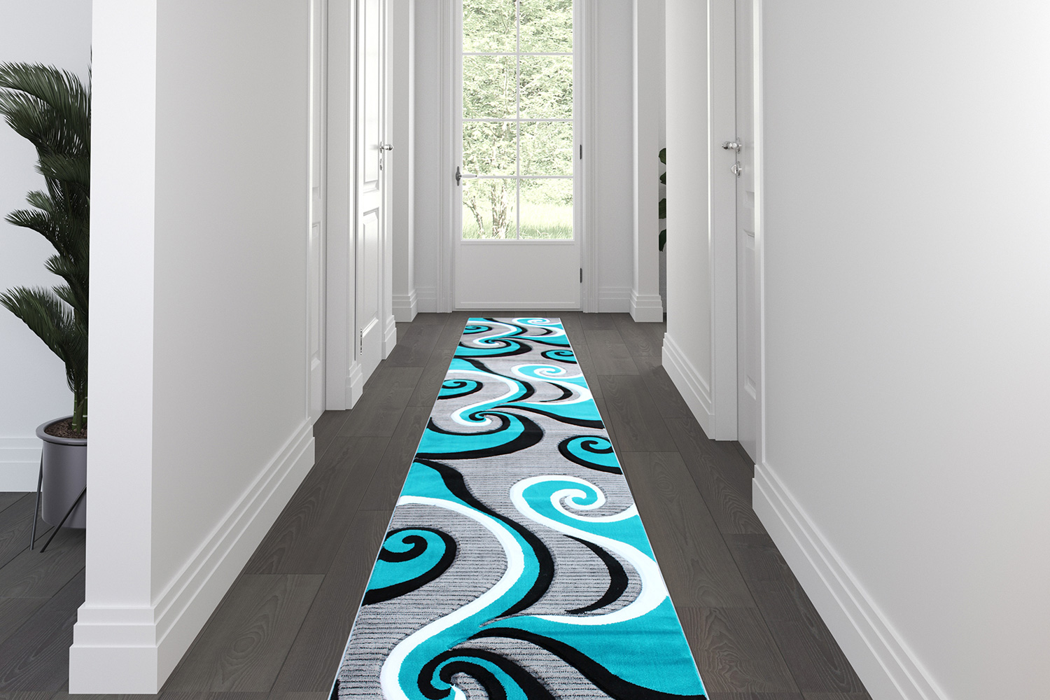 BLNK Athos Collection Abstract Olefin Area Rug with Jute Backing