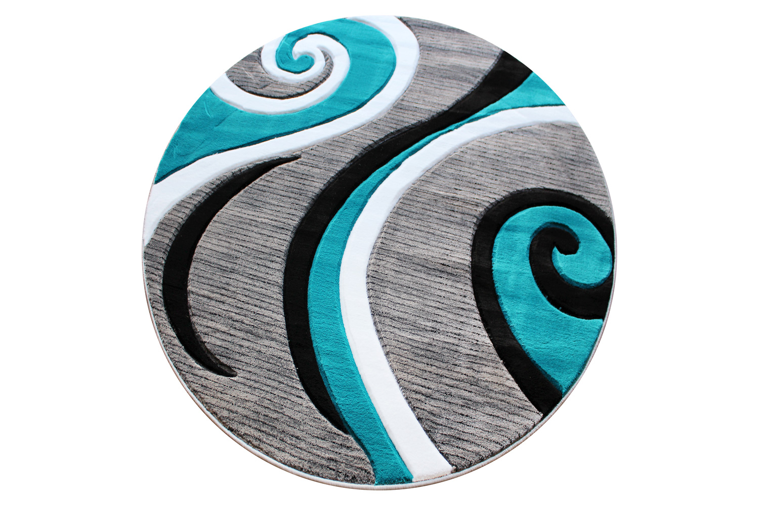 BLNK Athos Collection Abstract Olefin Area Rug with Jute Backing - Turquoise, 4'W x 4'L