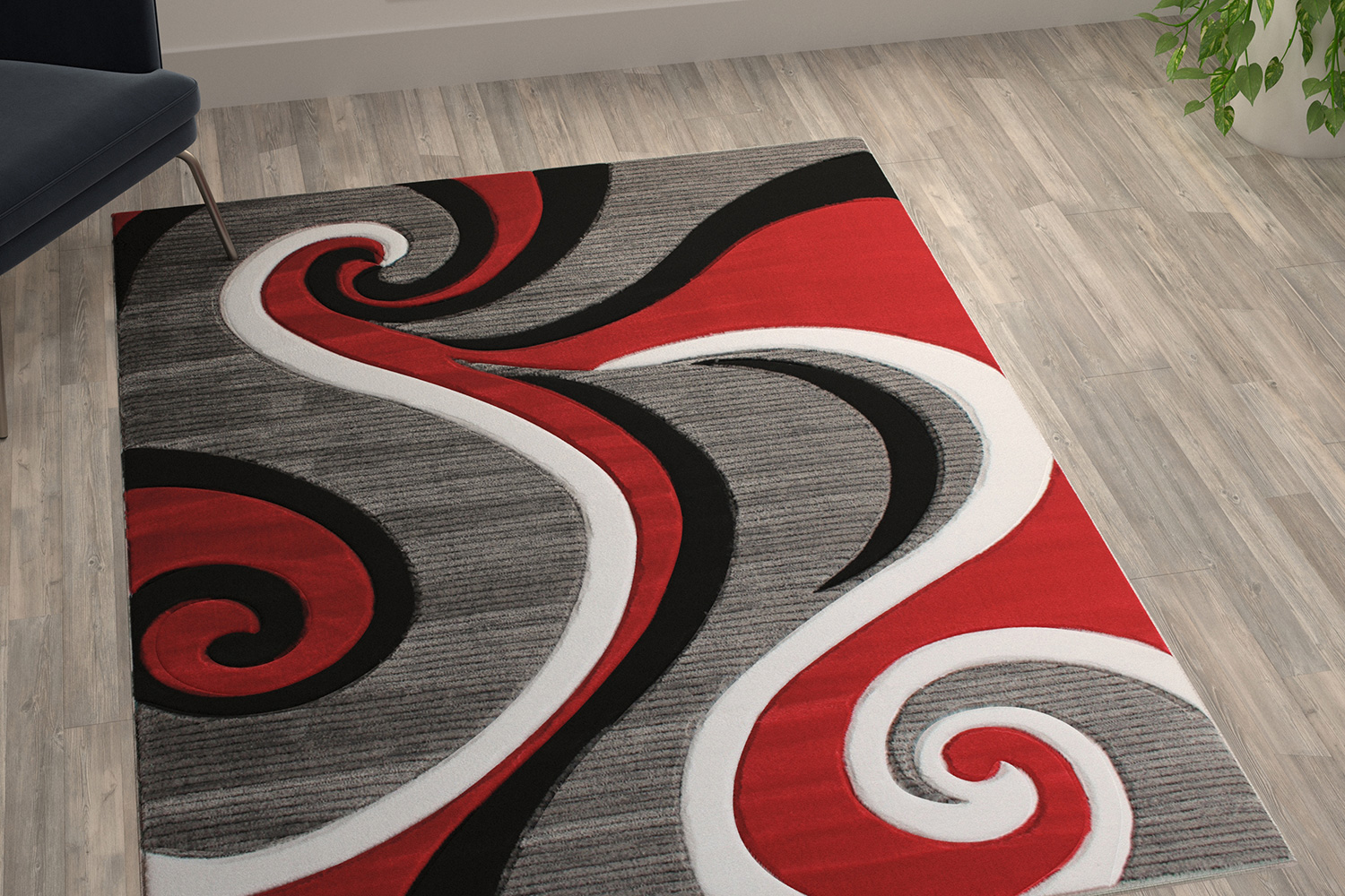 BLNK Athos Collection Abstract Olefin Area Rug with Jute Backing