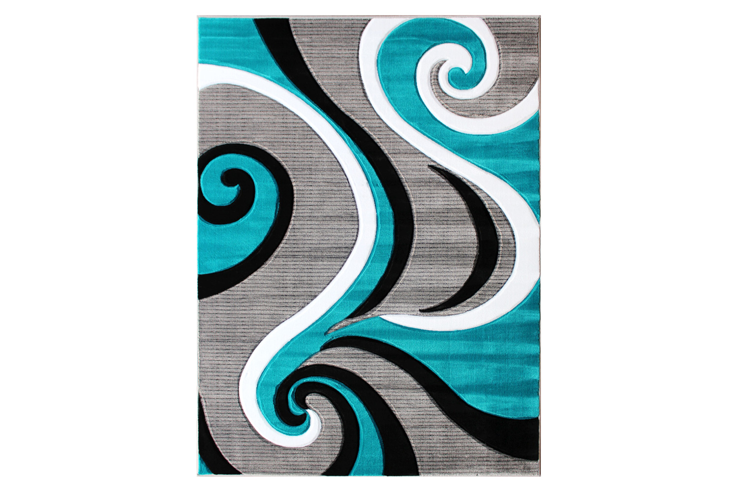 BLNK Athos Collection Abstract Olefin Area Rug with Jute Backing - Turquoise, 5'W x 7'L