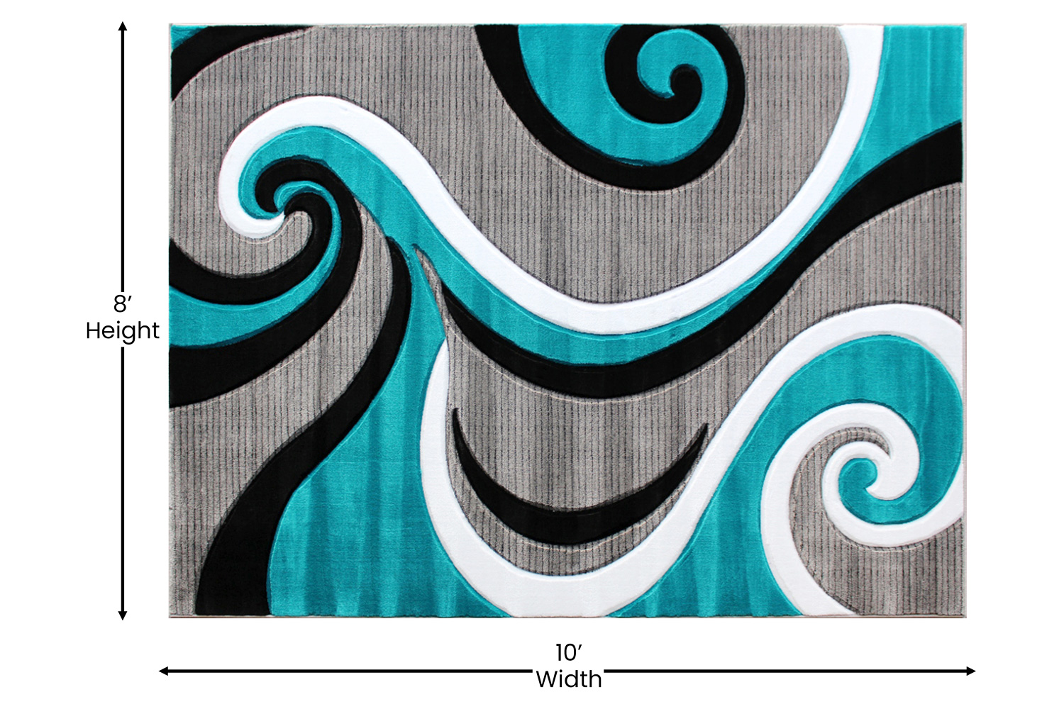 BLNK Athos Collection Abstract Olefin Area Rug with Jute Backing - Turquoise, 8'W x 10'L