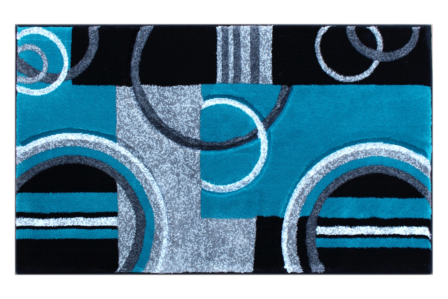 BLNK Audra Collection Geometric Abstract Olefin Area Rug with Jute Backing - Turquoise, 2'W x 3'L